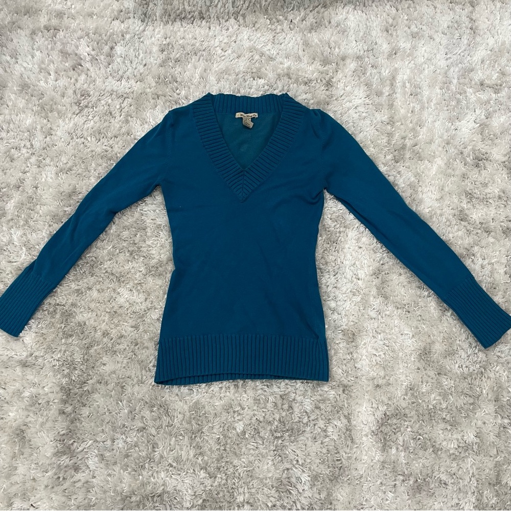 Forever 21 Teal V-Neck Sweater View 4